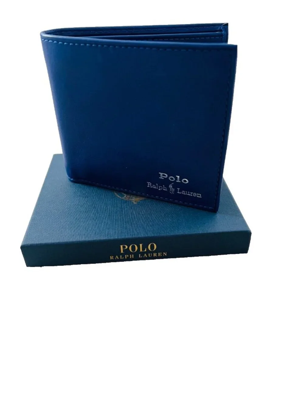 Polo Ralph Lauren Leather Logo Blue Wallet Cardholder BiFold